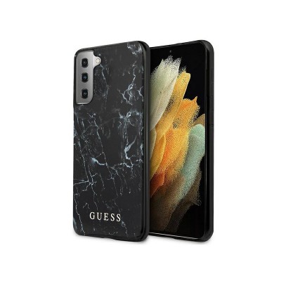 Husa Premium Guess Compatibila Cu Samsung Galaxy S21, Colectia Marble, Negru